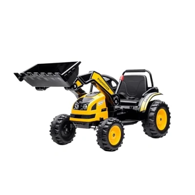 Afbeelding van HOMCOM Traptractor zittende graafmachine voor kinderen off road voertuig met muziek schop armen 370 167V90