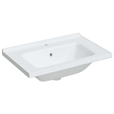 Afbeelding van vidaXL Wastafel rechthoekig 71x48x19,5 cm keramiek wit