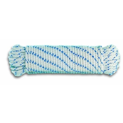 Afbeelding van Chapuis DR8 gevlochten polypropyleen touw 360 kg diameter 6 mm lengte 10 m wit/blauw