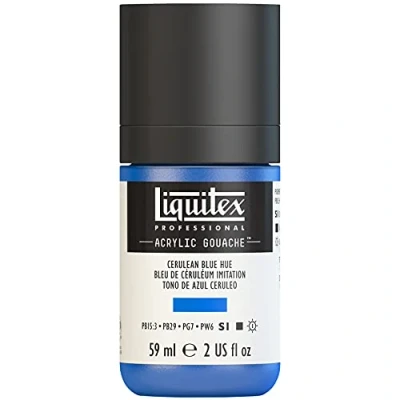 Afbeelding van Liquitex 2059470 Professional Acrylic Gouache, acrylverf met gouache eigenschappen, lichtecht, watervast 59ml Fles, Cerulean Blue Hue