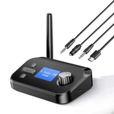 Afbeelding van eppfun AK3046G Ultra bluetooth ontvanger voor thuisstereo, HIFI muziek met lage latentie, audio naar RCA adapter stereoluidsprekers/streaming stereosysteem, LCD scherm