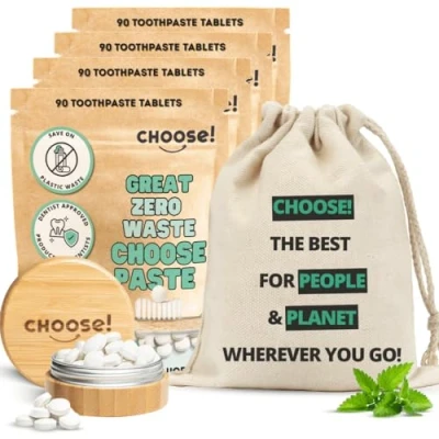Afbeelding van CHOOSE Tandpasta Tabletten met Bamboe Refill Pot 180