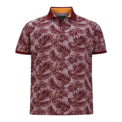 Afbeelding van Charles Colby oversized polo EARL ANGUS Plus Size met all over print donkerrood