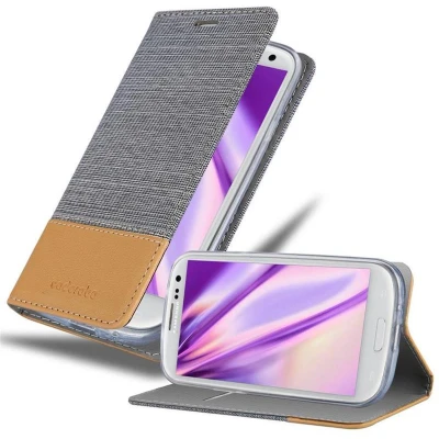 Afbeelding van Cadorabo Hoesje geschikt voor Samsung Galaxy S3 / NEO in LICHTGRIJS BRUIN Beschermhoes met magnetische sluiting, standfunctie en kaartvakje Book Case Cover Etui