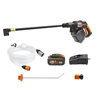Afbeelding van WORX WG633E Hydroshot accu hogedrukreiniger 20 V 56 bar max. druk multifunctioneel voor reiniging en irrigatie krachtige borstelloze motor 5 in 1 drukmondstuk incl. 4 Ah &amp; oplader