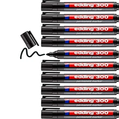 Afbeelding van Edding Permanent Marker 300, Zwart, 10 Stuks