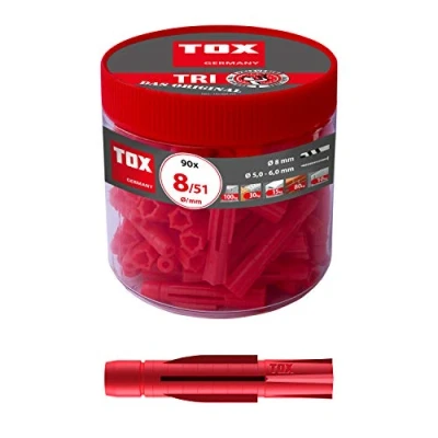 Afbeelding van TOX Universele pluggen Tri 8 x 51 mm in ronde doos, voor bijna alle bouwmaterialen, 90 stuks, 010260051