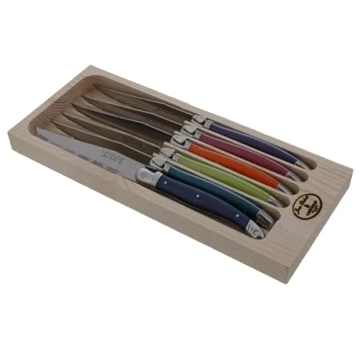 Afbeelding van Laguiole Jean Dubost 97131 London Mix Set van 6 vleesmessen, gesorteerde kleur