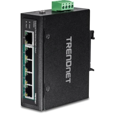 Afbeelding van 5 poorts industriële Fast Ethernet PoE+ DIN Rail Switch