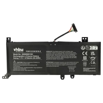 Afbeelding van vhbw Accu vervanging voor Asus 0B200 03280500, C21N1818 2 notebook (4730 mAh, 7,7 V, Li Polymeer)