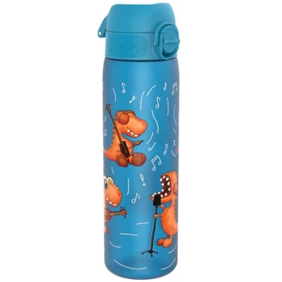 Afbeelding van ION8 Waterfles, 500 ml/18 oz, Lekvrij, Makkelijk te Openen, Veilige Vergrendeling, Vaatwasserbestendig, BPA vrij, Draaghendel, Past in Bekerhouders, Schoon, Geurvrij, Ontwerp Dino band