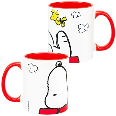 Afbeelding van De Peanuts mok Snoopy Mach mal Pause koffiemok beker wit van keramiek 320 ml