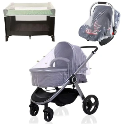 Afbeelding van Klamboe kinderwagen, universele insectenbescherming voor muggennet reisbed, zonnescherm, muggennet, outdoor, wasbaar, (wit)