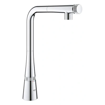 Afbeelding van Grohe zedra smartcontrol keukenmengkraan l uitloop met uittrekbare mousseur drukknopbediening en waterbesparende optie chroom 31593002