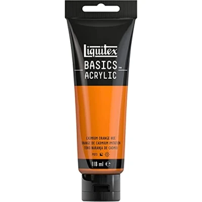 Afbeelding van Liquitex Basics 8870037 Monopigmenteerde acrylverf, kunstenaarspigmenten, lichtecht, gemiddelde viscositeit, achivkwaliteit, zijdeglanzende afwerking, 118ml Cadmium Orange Hue
