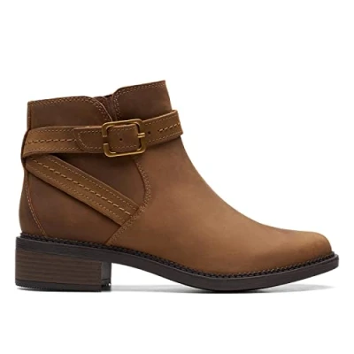 Afbeelding van Clarks Maye Strap Chelsea Boot, Dark Tan Lea, 37 EU