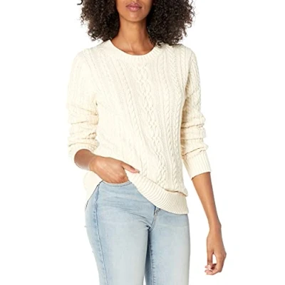 Afbeelding van Amazon Essentials Dames Fisherman Cable Lange Mouw Crewneck Sweater (Verkrijgbaar in Grote Maat), Crème, 6X