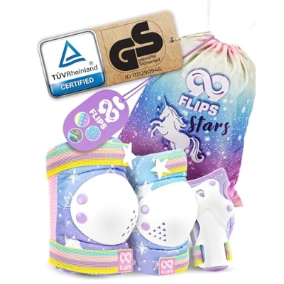 Afbeelding van 99FLIPS Kniebeschermers kind 6 pcs Bescherming Kinderen Knee en Elbow Skaten Protection Beschermset Maat S/M Regenboog Rolschaatsen Beschermer