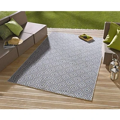 Afbeelding van Buitenkleed Retro Patio 140x200cm Blauw Modern Vloerkleed 123vloerkleed.nl is de online webshop voor vloerkleden en woonaccessoires.