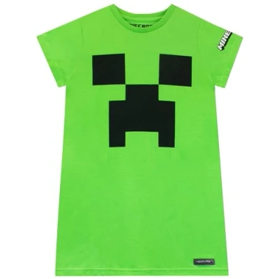 Afbeelding van Minecraft Meisjes Pyjama&#039;s Creeper Nachthemd Gamer Gaming Geschenken Groen 152