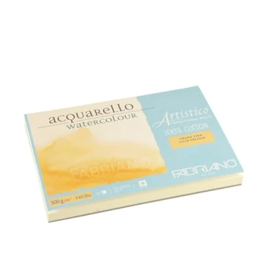 Afbeelding van Honsell Fabriano Artistico Acquarello Watercolour, natuurwit, fijnkorrel cold pressed, 12,5 x 18 cm, 25 vellen 300 g/m², hoogwaardig aquarelkarton, blok aan 4 zijden gelijmd, veganistisch