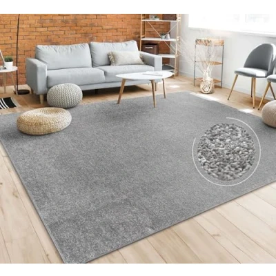 Afbeelding van Tapijt Vloerkleed Woonkamer Effen Eenvoudig En Modern Laagpolig, Versch. Afmetingen Kleuren, Maat:80x150 cm, Kleur:Antraciet