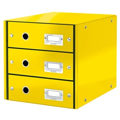 Afbeelding van Leitz Ladekast, 3 Laden, A4, Click And Store, 60480016 Geel