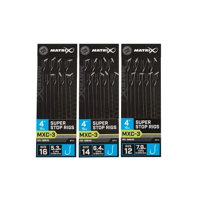 Afbeelding van Matrix Onderlijn MXC 3 Super Stop Rigs 4 (10cm) Eyed Barbless Maat : Haak 12