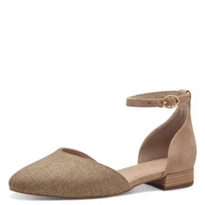 Afbeelding van Jana Ballerina&#039;s met enkelbandjes, Dames, Maat: 39, Jute comb Textiel/ synthetisch