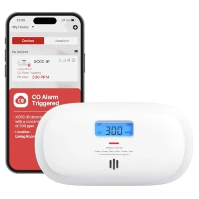 Afbeelding van X Sense Slimme koolmonoxidemelder, stilte via App, CO alarm met digitaal lcd display, koolmonoxidemelder vervangbare batterij, compatibel Home Security XC0C iR