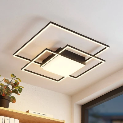 Afbeelding van Lindby LED plafondlamp 1licht Aluminium, ijzer, kunststof H: 7.4 cm zwart Inclusief lichtbron