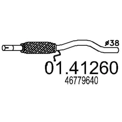 Afbeelding van MTS 01.41260 Uitlaatpijp 790mm voor middendemper FIAT: Seicento / 600 Hatchback (187) 1.1 1998 2010