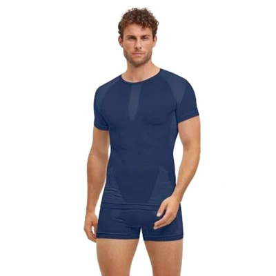 Afbeelding van FALKE Heren basislaag Shirt Warm Ronde Hals M S/S TS Functioneel Materiaal Sneldrogend 1 stuk, Blauw (Space Blue 6116) Nieuw Milieuvriendelijk, S