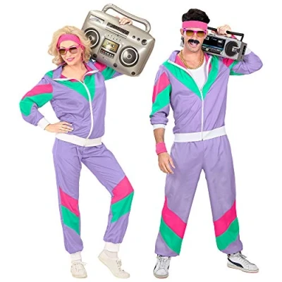 Afbeelding van Widmann Jaren 80 &amp; 90 Kostuum Fout Paars Retro Trainingspak Mister Wrong Large Carnavalskleding Verkleedkleding