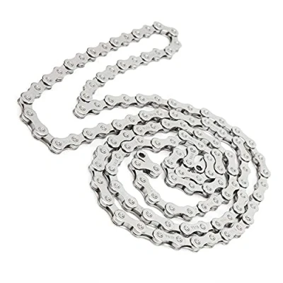 Afbeelding van GOIYZTTR fietsketting met 6/7/8 versnellingen, 116 schakels, voor mountainbikes, fietsen, racefietsen, roestbestendig, 1/2 x 3/32 inch (zilver)