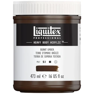 Afbeelding van Liquitex 4412128 Professional Heavy Body acrylverf in kunstenaarskwaliteit met uitstekende lichtechtheid en boterachtige consistentie, 473ml Pot, Burnt Umber