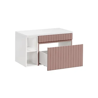 Afbeelding van ueble de wastafel met rek 80/100 cm Iconische roos, hangende wastafel, kast werkblad, mat roze (100 cm, werkblad)