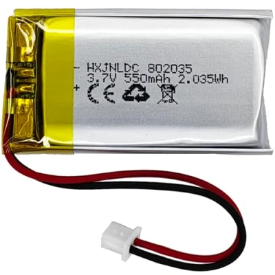 Afbeelding van HXJNLDC DC 3.7V 550mAh 802035 oplaadbare lithium polymeerbatterij, geschikt voor doe het zelf 3.7 5V elektronische producten met ingebouwde 2 draads batterijvervanging en LED verlichting