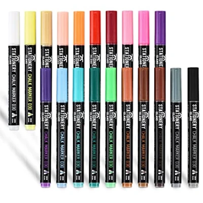 Afbeelding van Stationery Island Krijtstiften Penpunten whiteboardmarkeringen Droog Uitwisbaar krijtmarker. Hoge kwaliteit whiteboardpennen, whiteboardstiften. (3mm Pak van 20)