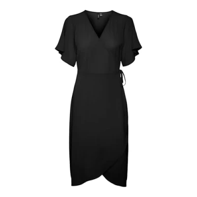 Afbeelding van Vero Moda Vmsaki SS CALF WRAP GA NOOS Jurk, Dames, Maat: Large, Black