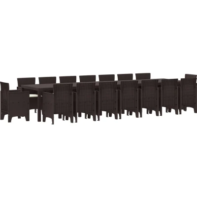 Afbeelding van vidaXL 17 delige tuin eetset met kussens Bruin Poly Rattan