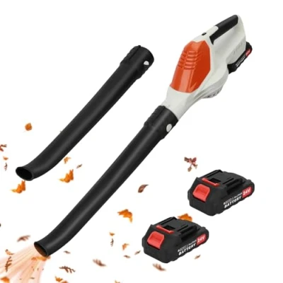 Afbeelding van 24 V draadloze bladblazer met accu en oplader, elektrische voor gazononderhoud, batterij aangedreven bladblazer, draadloos, licht, alle seizoenen