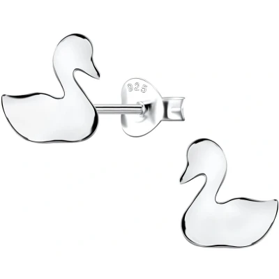 Afbeelding van JoyS Zilveren zwaan oorbellen 7 x 8 mm gepolijst oorknoppen sterling zilver 925