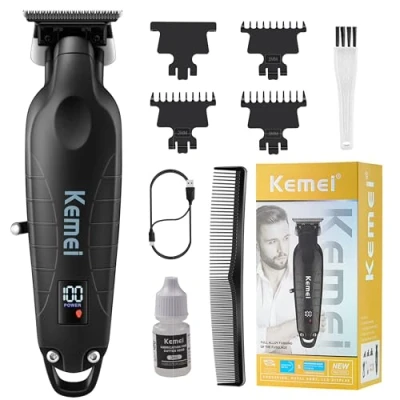 Afbeelding van KEMEI 2293 Professionele Haar/Baard Trimmer voor Mannen Zero Gapped Tondeuse Kapper met T Blade, Draadloze Oplaadbare