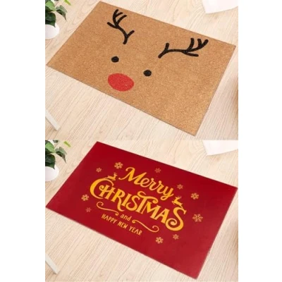 Afbeelding van COLOFALLA 2 stks Kerst Deurmat 40x60cm Merry Christmas Rendier Rood Antislip Indoor Nieuwjaar Kerstdecoraties (Eand en Goud Kerstmis)