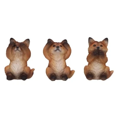 Afbeelding van Nemesis Now drie wijze vossen 8,5 cm, hars, bruin, vossen, occulte beeldje trio set, vos cadeau, gegoten in de fijnste vakkundig handgeschilderd