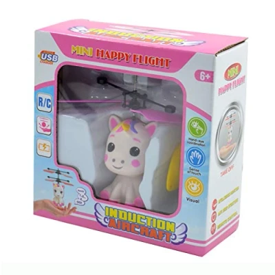 Afbeelding van Kögler 54517 Unicorn Mini Flyer met afstandsbediening en USB kabel, vliegende eenhoorn LED lichteffect propeller, handmatig bediend, meisje van 6 jaar ouder