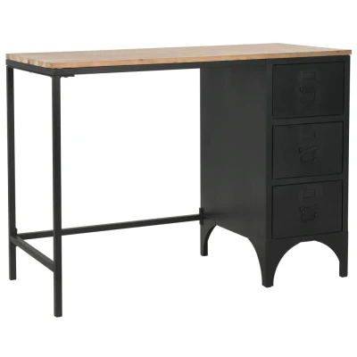 Afbeelding van Bureau 100x50x76 cm massief vurenhout en staal