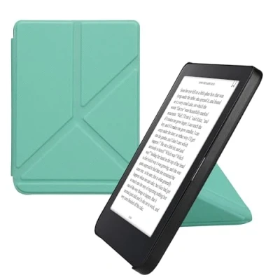 Afbeelding van kwmobile e reader hoesje compatibel Met Kobo Clara 2E hoes standaard Ereader cover van kunstleer In mintgroen