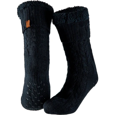 Afbeelding van Apollo Huissokken heren met vacht anti slip Donker blauw One size Fluffy sokken Slofsokken Huisokken Warme